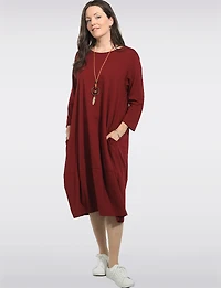 Robe Longue Chic en Coton avec Collier et Manches Trois-Quarts par Froccella