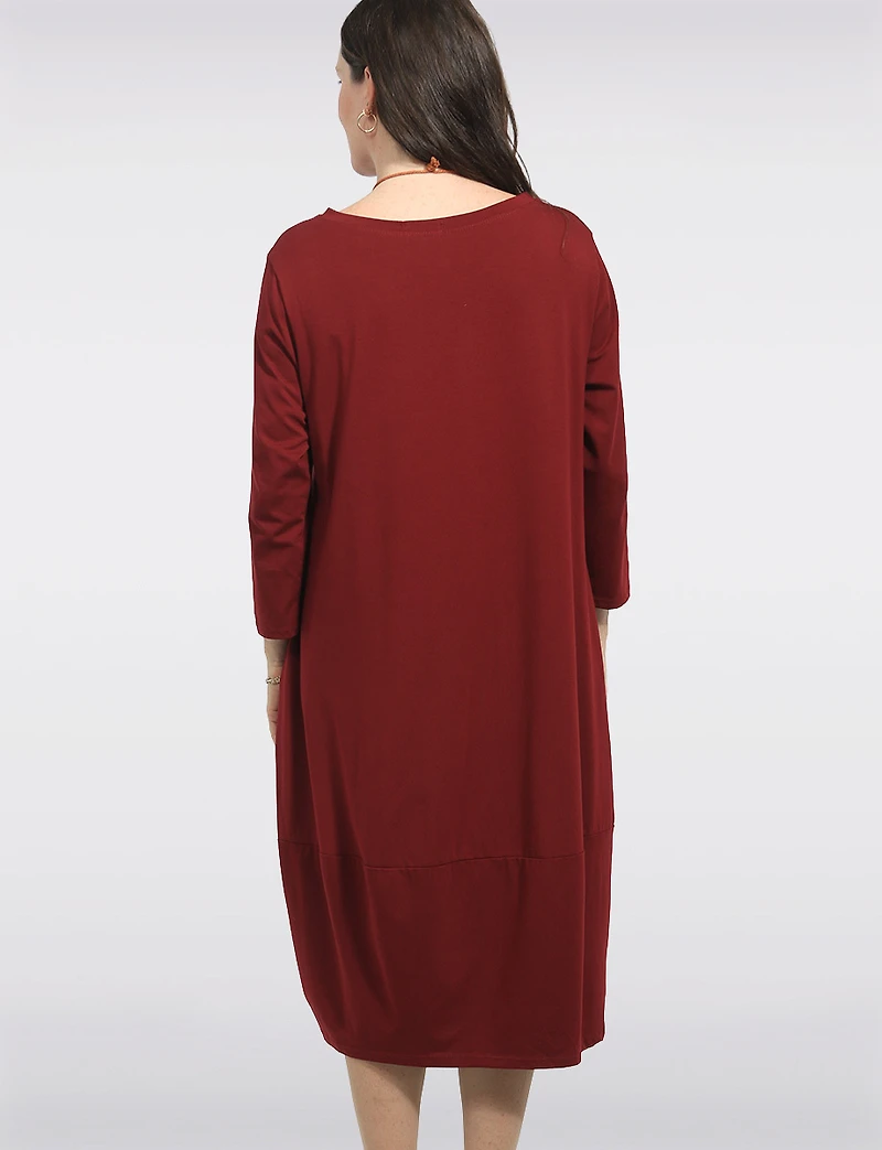 Robe Longue Chic en Coton avec Collier et Manches Trois-Quarts par Froccella