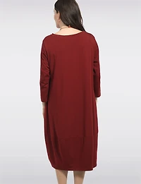 Robe Longue Chic en Coton avec Collier et Manches Trois-Quarts par Froccella