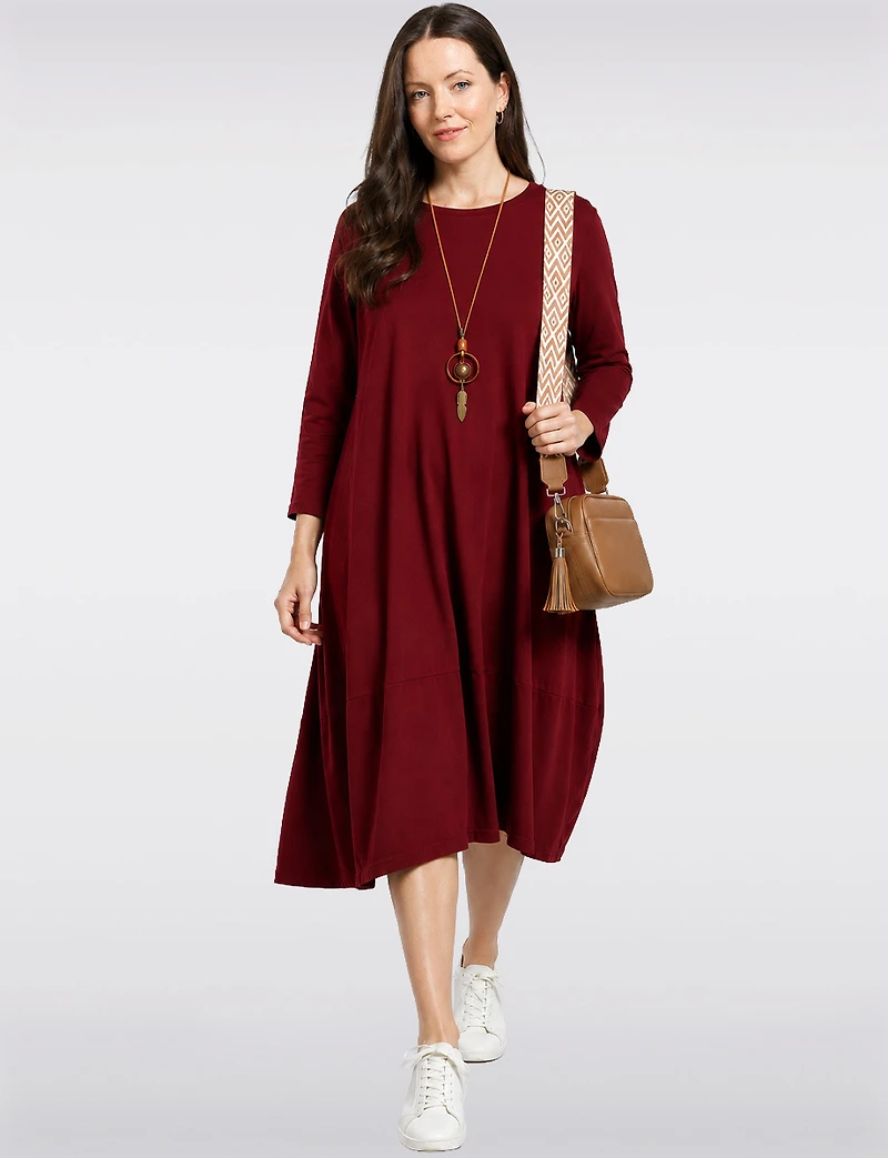 Robe Longue Chic en Coton avec Collier et Manches Trois-Quarts par Froccella
