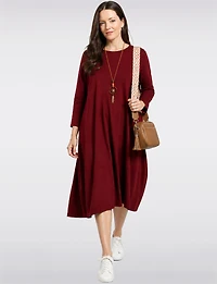 Robe Longue Chic en Coton avec Collier et Manches Trois-Quarts par Froccella