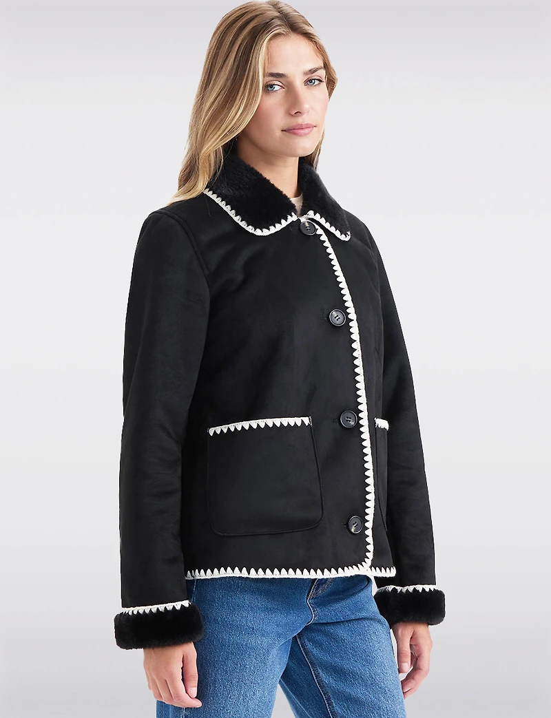 Manteau Coupe Courte Tresse Suede Boxing Day par JSM GROUP | Manteaux