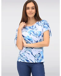 Haut Imprimé À Col Rond Avec Manches Courtes Nouées Par Moffi International