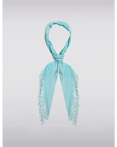 Foulard Triangulaire Luxueux et Doux avec Franges en Dentelle par Saki