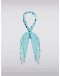 Foulard Triangulaire Luxueux et Doux avec Franges en Dentelle par Saki
