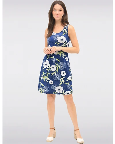 Robe Sans Manches À Col Dégagée Avec Imprimé Floral Et Denim Par Amani Couture