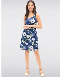Robe Sans Manches À Col Dégagée Avec Imprimé Floral Et Denim Par Amani Couture