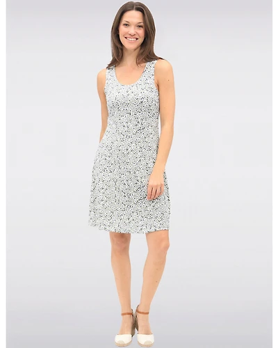 Robe Évasée à Fleurs Sans Manches Extensible à Longueur Genou par Amani Couture