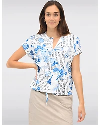 Haut à Manches Courtes Inspiré de Paris avec Cordon de Serrage par Amani Couture