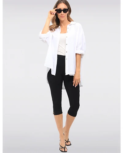 Capri Extensible À Taille Mi-haute Avec Trois Boutons Latéraux Par Amani Couture