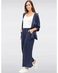 Pantalon Fluide Large avec Plis Avant Taille Élastique et Poches par Froccella