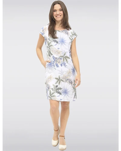 Robe Midi Élégante Imprimé Floral en Mélange de Lin Léger par Froccella