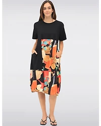 Robe Bouffante avec Imprimé Abstrait Manches Courtes et Poches par Froccella