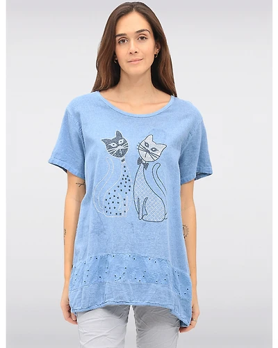 Haut Lin Chat Strass par Froccella