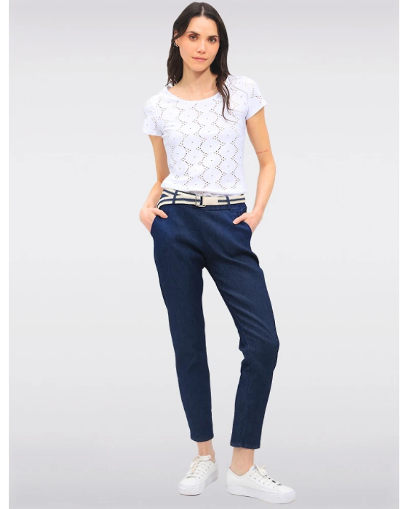 Pantalon Denim Stretch Slim par Froccella