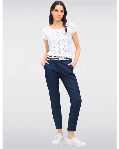 Pantalon Denim Stretch Slim par Froccella
