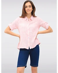 Blouse en Coton à Tissage Gaufré Boutonnée avec Manches 3/4 Ajustables par Erika