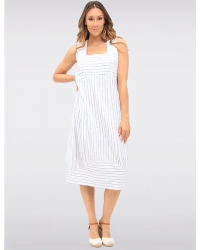 Robe Rayée Sans Manches à Encolure Carrée Poches et Fente au Dos Julia Paradis