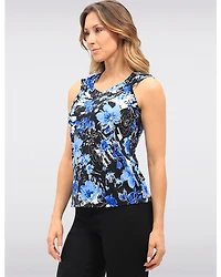 Haut Floral Sans Manches Extensible À Col V Avec Épaules Élastiques Par GWV