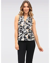 Haut Sans Manches Fluide à Encolure en V Noué & Imprimé Floral Abstrait par GWV