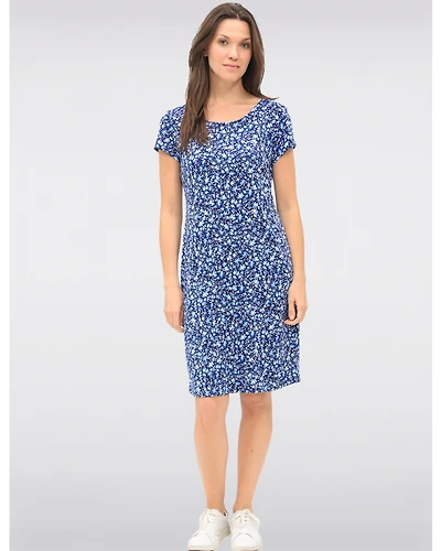 Robe Évasée Fluide à Imprimé Floral Manches Courtes et Tissu Extensible par GWV