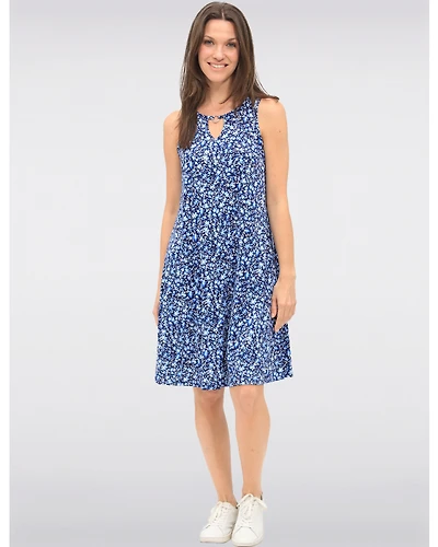 Robe Mi-longue Évasée Sans Manches à Imprimé Floral et Col Goutte D’eau par Gwv