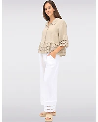 Chemise Chic en Lin Boutonnée avec Bordures en Broderie Anglaise par Froccella