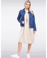 Veste en Jean Extensible en Coton Mélangé Délavage Foncé Par Dash Clothing