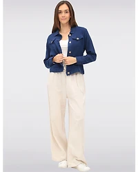 Veste Courte Boutonnée en Gaze de Coton Uni avec Poches Poitrine par Dash