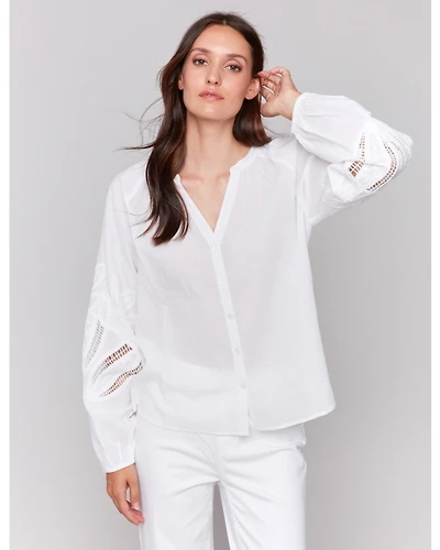 Blouse Blanche Coton Brodé par Charlie B