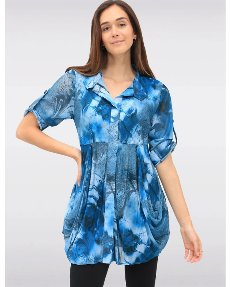 Tunique Plissée Imprimé Floral par Lindi