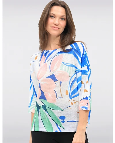 Haut Imprimé Floral Manches Dolman par Froccella