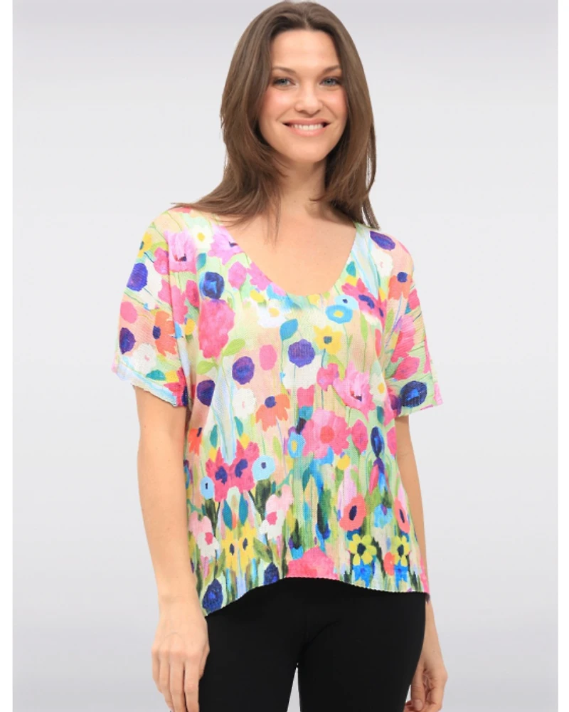 Haut Tricot Col Bateau Fleuri par Froccella