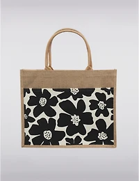 Manteaux Manteaux | La maison du manteau au Québec Sac en Jute Durable et Déperlant avec Motif Floral et Poche Extérieure