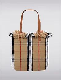 Manteaux Manteaux | La maison du manteau au Québec Sac Rayé Polyvalent avec Poignées en Simili-cuir Franges & Fermeture à Pression