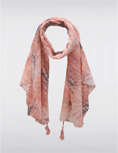 Manteaux | La maison du manteau au Québec Foulard Plissé Imprimé Léger et Polyvalent avec Détails de Pompons Perlés