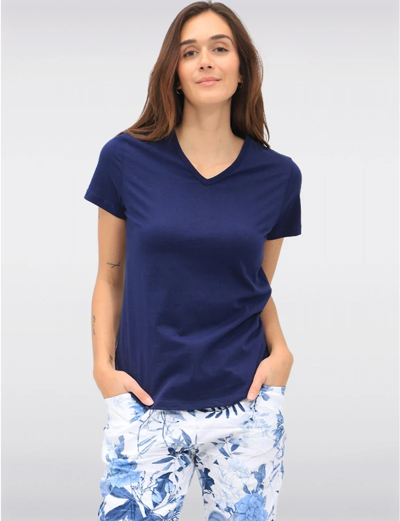 T-shirt Col V Coton Vegan par Point Zero