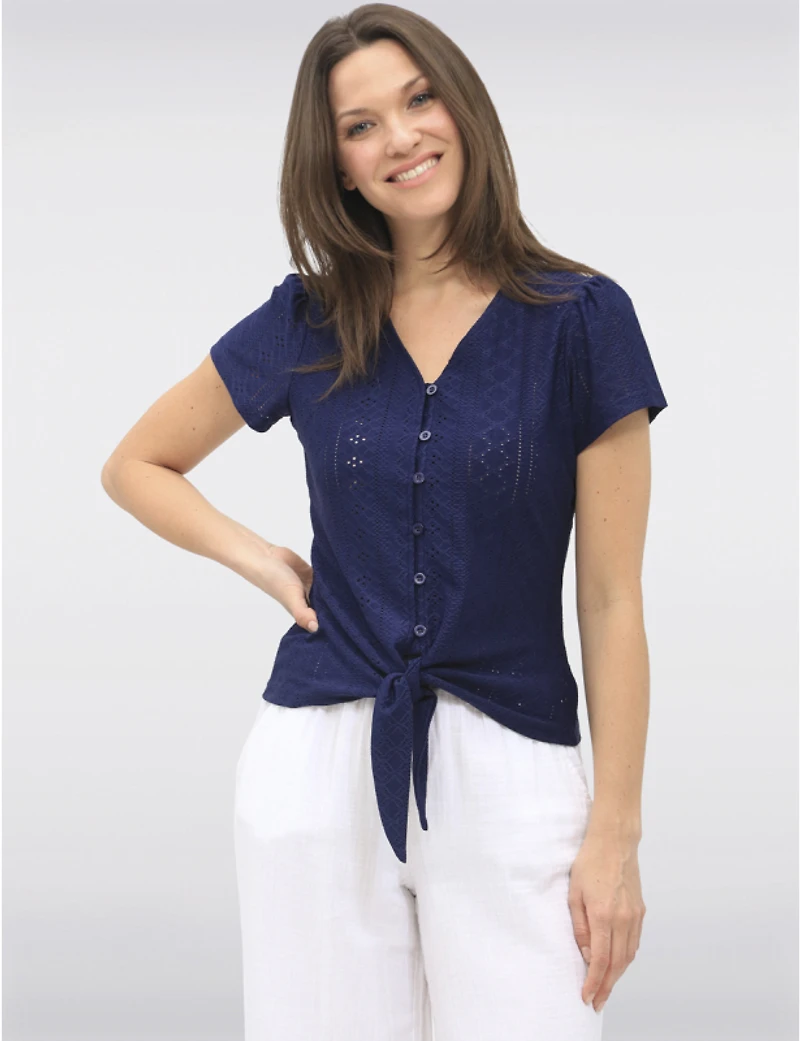 Haut Vegan Pointelle V par Point Zero