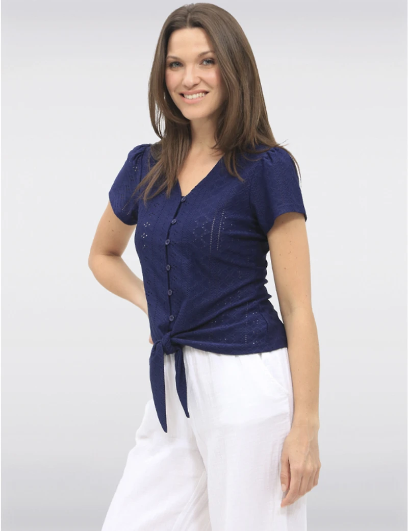 Haut Vegan Pointelle V par Point Zero