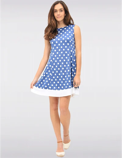 Robe A-Ligne Pois Sans Manches par Vamp