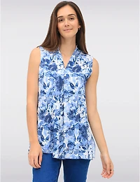Manteaux Manteaux | La maison du manteau au Québec Blouse Drapée Sans Manches à Motif Floral avec Col en V et Pli Devant par Vamp