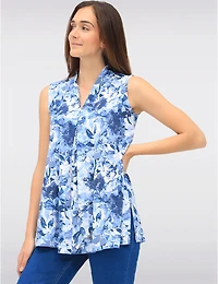 Manteaux Manteaux | La maison du manteau au Québec Blouse Drapée Sans Manches à Motif Floral avec Col en V et Pli Devant par Vamp