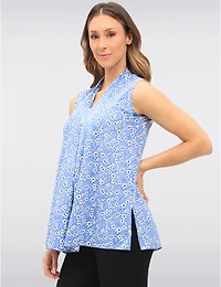 Manteaux | La maison du manteau au Québec Blouse Sans Manches Florale Extensible avec Plis Devant Fentes & Col V par Vamp