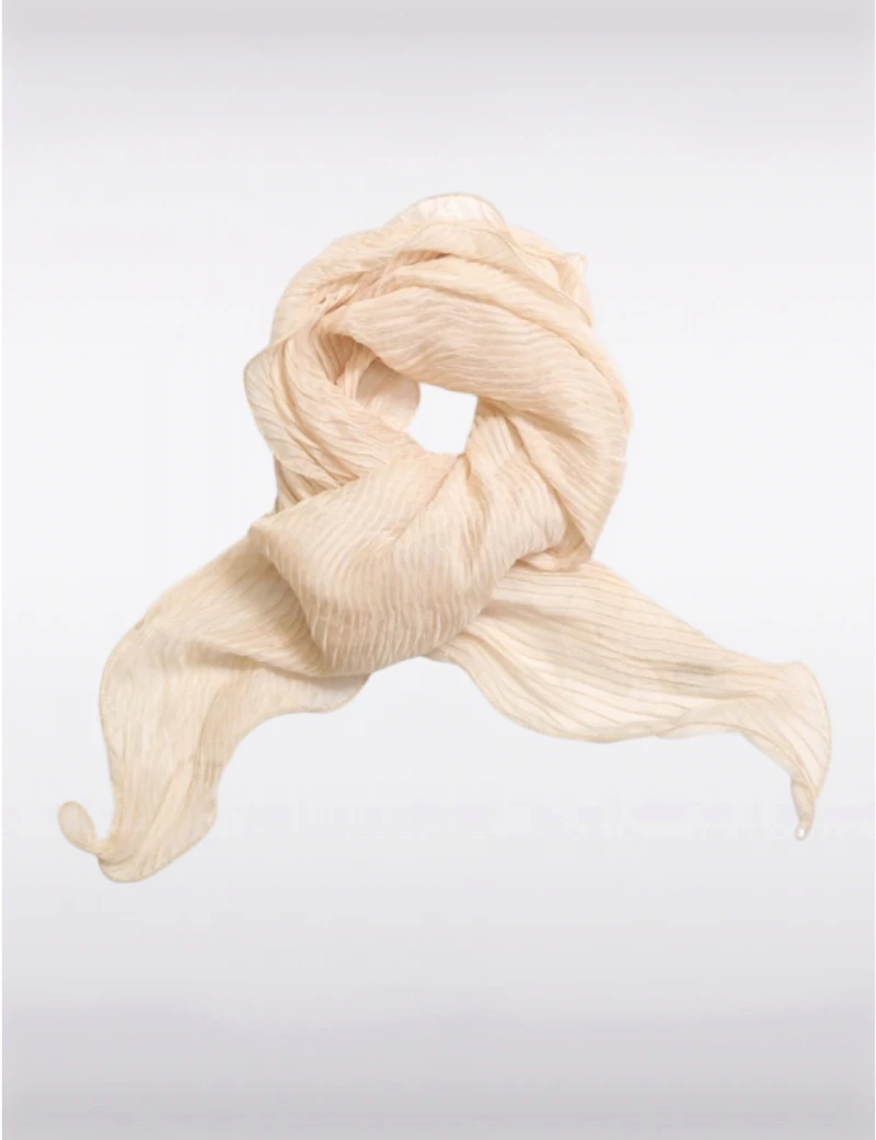 Manteaux | La maison du manteau au Québec Foulard en Mousseline Plissé Texturé avec Bords Scallopés Élégants
