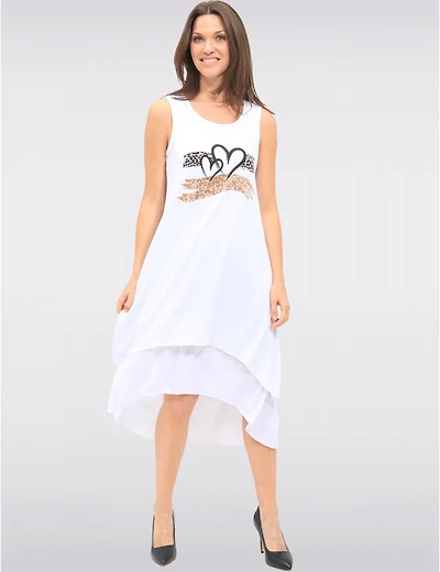 Manteaux | La maison du manteau au Québec Robe Sans Manches à Ourlet Asymétrique Imprimé Cœurs & Léopard par Fun Sport