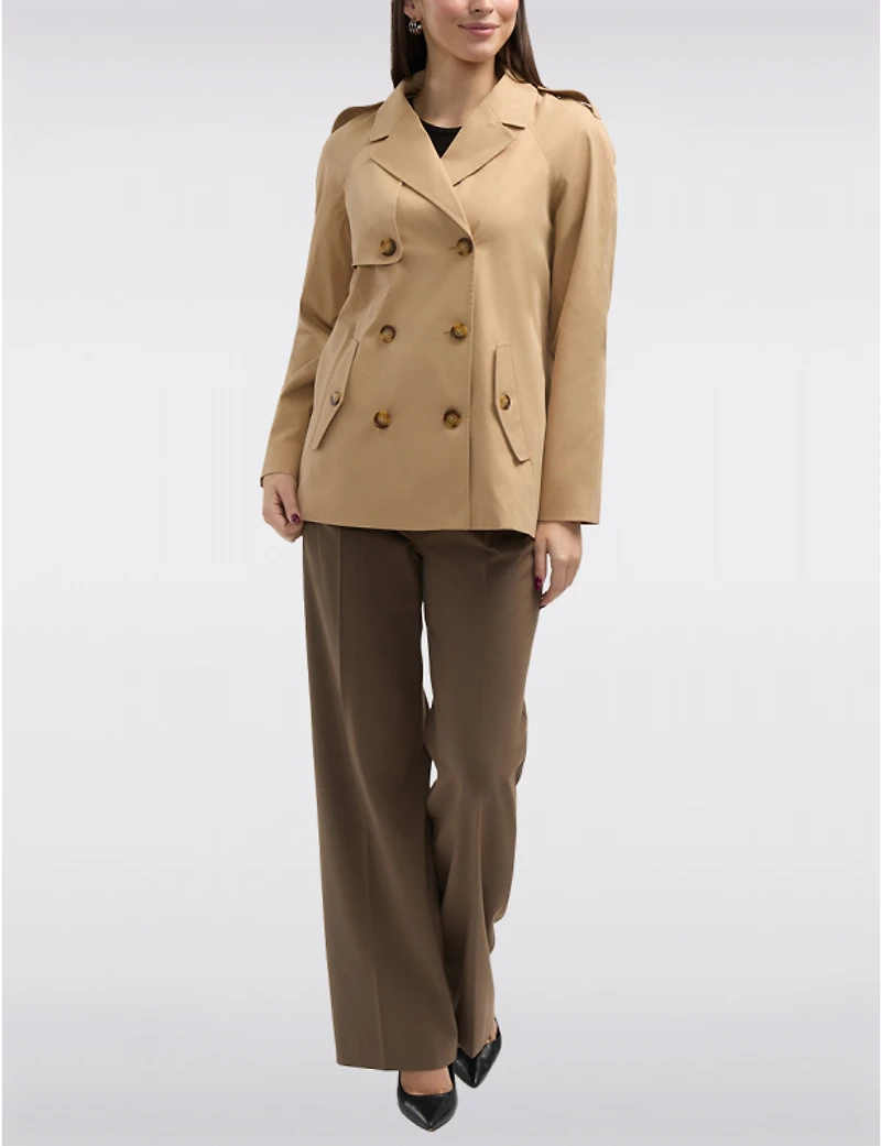 Trench Court Double-Boutonnage Ellen Tracy