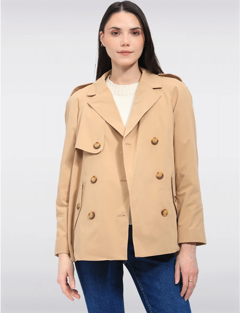 Trench Court Double-Boutonnage Ellen Tracy