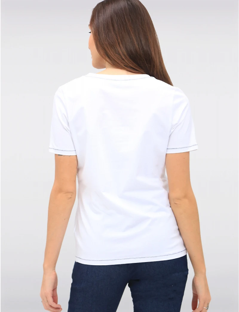 Haut Coton V-Col Strass par Orly