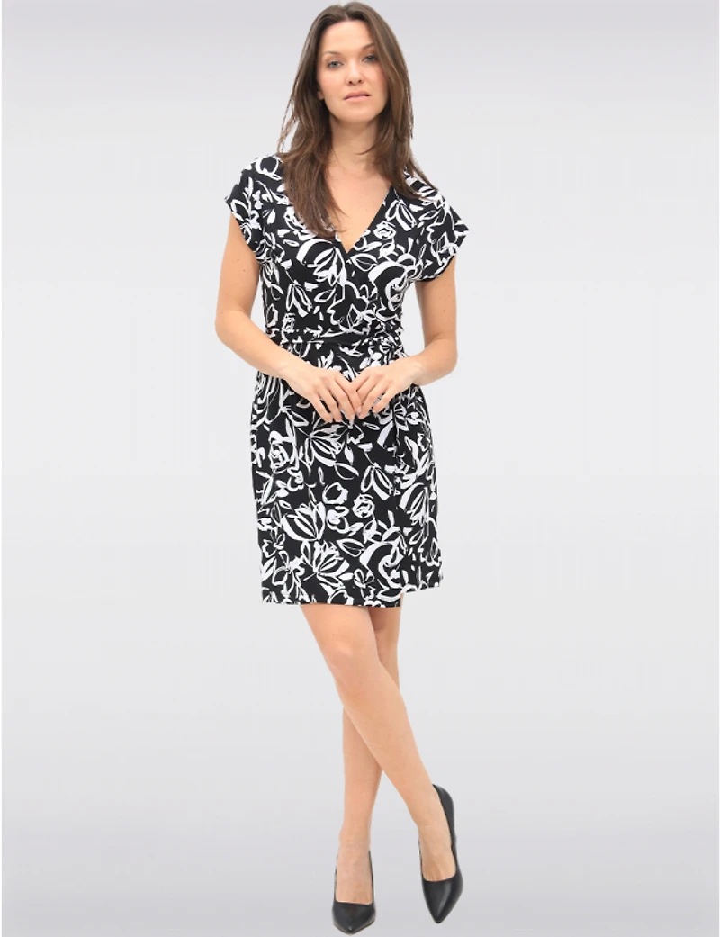 Manteaux Manteaux | La maison du manteau au Québec Robe Chic Imprimée à Col V Croisé Sans Manches et Ceinture Amovible par GWV