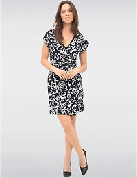 Manteaux Manteaux | La maison du manteau au Québec Robe Chic Imprimée à Col V Croisé Sans Manches et Ceinture Amovible par GWV